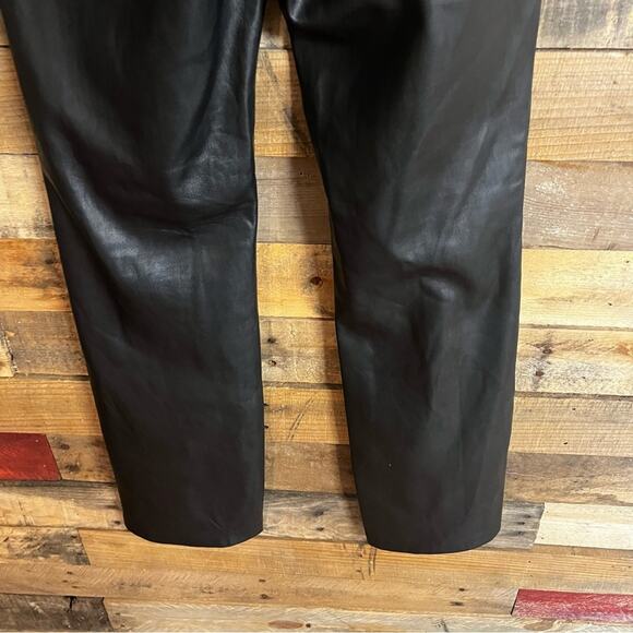 Stradivarius Black Faux Leather Pants With Slits At Hem Size 6 - Picture 9 of 14